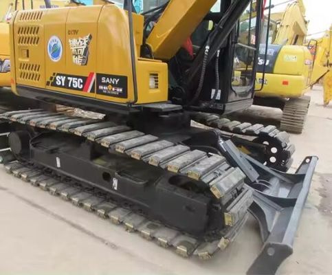 7500 kg de poids de fonctionnement Utilisé SANY SY75C Pro Excavator avec moteur ISUZU AU-4LE2X